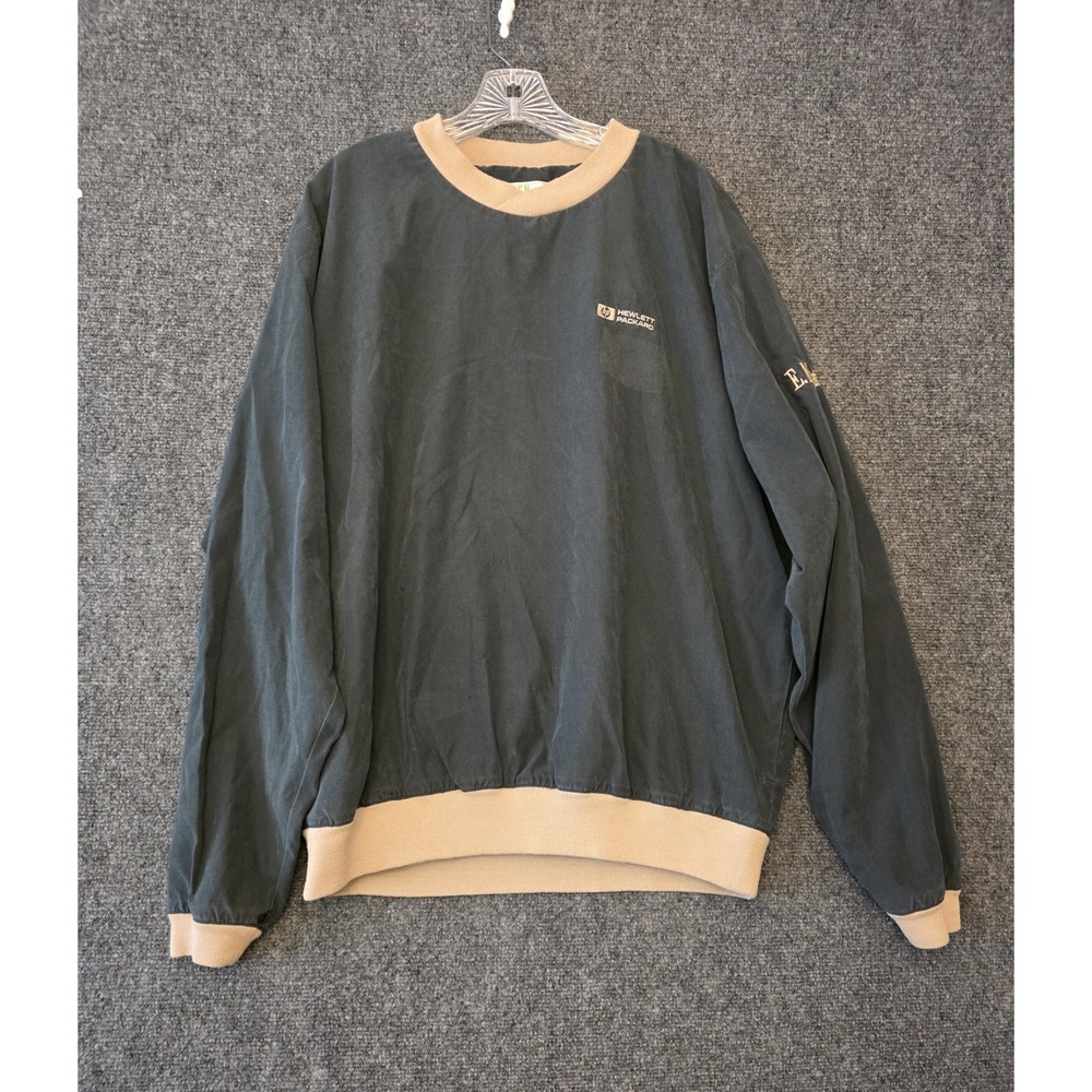 Vintage‎ HP Windbreaker Men's XXL Green Tan Hewlett Packard Logo Pullover Jacket